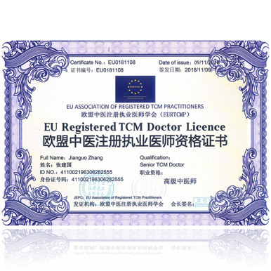 歐盟中醫注冊執業醫師資格證書